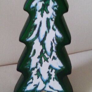 Frosted Green Glass Christmas Tree Empty Wine Bottle